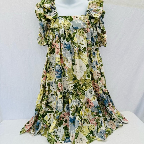 Urban Outfitters 100%Cotton Sundress Green and Pink Floral Top - Picture 2 of 15